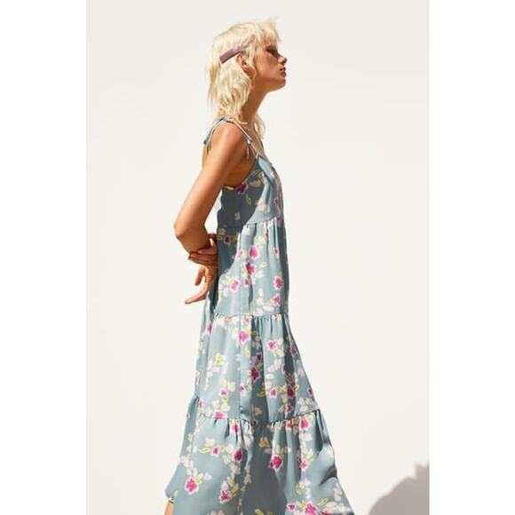Zara Blue Floral Print Swing Midi Dress - XS - Picture 7 of 8